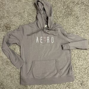 AEROPOSTALE WOMENS SIZE LARGE PULL OVER HOODIE Gray with Pink